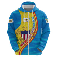 United States Virgin Islands Hoodie with Blue Yellow Wave Design and Island Map Bird - Wonder Print Shop