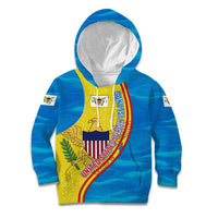 United States Virgin Islands Kid Hoodie with Blue Yellow Wave Design and Island Map Bird - Wonder Print Shop