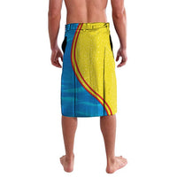 United States Virgin Islands Lavalava with Blue Yellow Wave Design and Island Map Bird - Wonder Print Shop