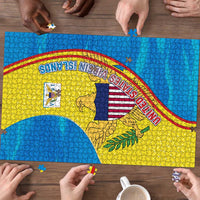 United States Virgin Islands Puzzle with Blue Yellow Wave Design and Island Map Bird - Wonder Print Shop