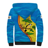 United States Virgin Islands Sherpa Hoodie with Blue Yellow Wave Design and Island Map Bird - Wonder Print Shop