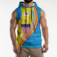 United States Virgin Islands Sleeveless Hoodie with Blue Yellow Wave Design and Island Map Bird - Wonder Print Shop