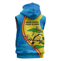 United States Virgin Islands Sleeveless Zip Hoodie with Blue Yellow Wave Design and Island Map Bird - Wonder Print Shop