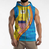 United States Virgin Islands Sleeveless Zip Hoodie with Blue Yellow Wave Design and Island Map Bird - Wonder Print Shop