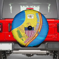 United States Virgin Islands Spare Tire Cover with Blue Yellow Wave Design and Island Map Bird - Wonder Print Shop
