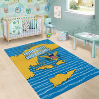 United States Virgin Islands Area Rug with Blue Yellow Ocean Design and Eagle Map Pattern - Wonder Print Shop