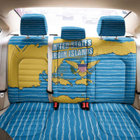 United States Virgin Islands Back Car Seat Cover with Blue Yellow Ocean Design and Eagle Map Pattern - Wonder Print Shop
