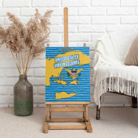 United States Virgin Islands Canvas Wall Art with Blue Yellow Ocean Design and Eagle Map Pattern - Wonder Print Shop