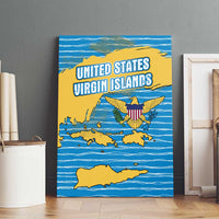 United States Virgin Islands Canvas Wall Art with Blue Yellow Ocean Design and Eagle Map Pattern - Wonder Print Shop