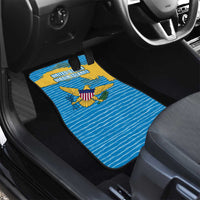 United States Virgin Islands Car Mats with Blue Yellow Ocean Design and Eagle Map Pattern - Wonder Print Shop