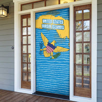 United States Virgin Islands Door Cover with Blue Yellow Ocean Design and Eagle Map Pattern - Wonder Print Shop
