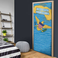 United States Virgin Islands Door Cover with Blue Yellow Ocean Design and Eagle Map Pattern - Wonder Print Shop