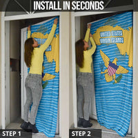 United States Virgin Islands Door Cover with Blue Yellow Ocean Design and Eagle Map Pattern - Wonder Print Shop