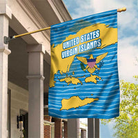 United States Virgin Islands Garden Flag with Blue Yellow Ocean Design and Eagle Map Pattern - Wonder Print Shop