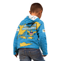 United States Virgin Islands Kid Hoodie with Blue Yellow Ocean Design and Eagle Map Pattern - Wonder Print Shop