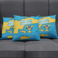 United States Virgin Islands Pillow Cover with Blue Yellow Ocean Design and Eagle Map Pattern - Wonder Print Shop