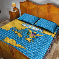 United States Virgin Islands Quilt Bed Set with Blue Yellow Ocean Design and Eagle Map Pattern - Wonder Print Shop
