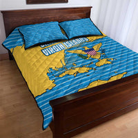 United States Virgin Islands Quilt Bed Set with Blue Yellow Ocean Design and Eagle Map Pattern - Wonder Print Shop