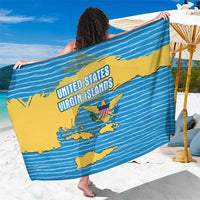 United States Virgin Islands Sarong with Blue Yellow Ocean Design and Eagle Map Pattern - Wonder Print Shop