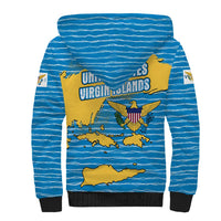 United States Virgin Islands Sherpa Hoodie with Blue Yellow Ocean Design and Eagle Map Pattern - Wonder Print Shop