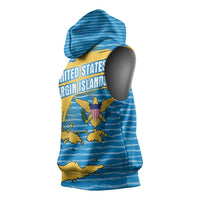 United States Virgin Islands Sleeveless Hoodie with Blue Yellow Ocean Design and Eagle Map Pattern - Wonder Print Shop