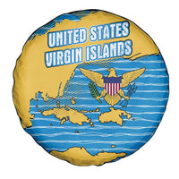 United States Virgin Islands Spare Tire Cover with Blue Yellow Ocean Design and Eagle Map Pattern - Wonder Print Shop