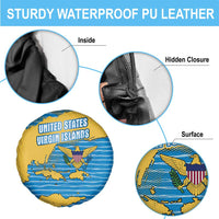 United States Virgin Islands Spare Tire Cover with Blue Yellow Ocean Design and Eagle Map Pattern - Wonder Print Shop