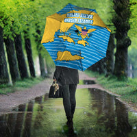 United States Virgin Islands Umbrella with Blue Yellow Ocean Design and Eagle Map Pattern - Wonder Print Shop