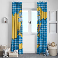 United States Virgin Islands Window Curtain with Blue Yellow Ocean Design and Eagle Map Pattern - Wonder Print Shop