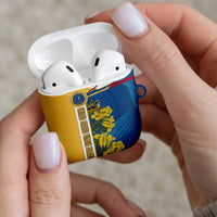 United States Virgin Islands AirPods Case with Blue Yellow Floral Design and Government Seal Bird - Wonder Print Shop