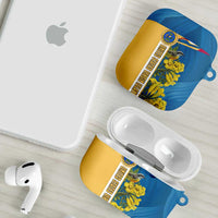 United States Virgin Islands AirPods Case with Blue Yellow Floral Design and Government Seal Bird - Wonder Print Shop