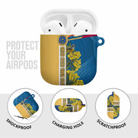 United States Virgin Islands AirPods Case with Blue Yellow Floral Design and Government Seal Bird - Wonder Print Shop