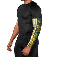 United States Virgin Islands Arm Sleeves with Blue Yellow Floral Design and Government Seal Bird - Wonder Print Shop