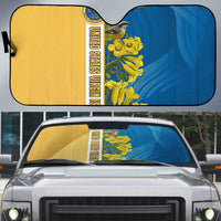 United States Virgin Islands Auto Sun Shade with Blue Yellow Floral Design and Government Seal Bird - Wonder Print Shop