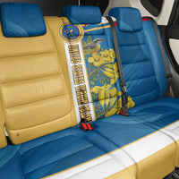 United States Virgin Islands Back Car Seat Cover with Blue Yellow Floral Design and Government Seal Bird - Wonder Print Shop