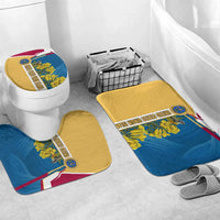United States Virgin Islands Bathroom Set with Blue Yellow Floral Design and Government Seal Bird - Wonder Print Shop