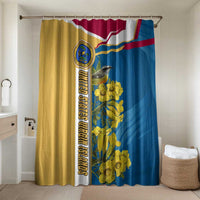United States Virgin Islands Bathroom Set with Blue Yellow Floral Design and Government Seal Bird - Wonder Print Shop