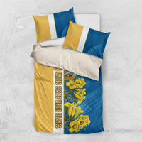United States Virgin Islands Bedding Set with Blue Yellow Floral Design and Government Seal Bird - Wonder Print Shop