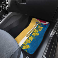 United States Virgin Islands Car Mats with Blue Yellow Floral Design and Government Seal Bird - Wonder Print Shop