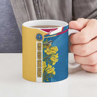 United States Virgin Islands Ceramic Mug with Blue Yellow Floral Design and Government Seal Bird - Wonder Print Shop
