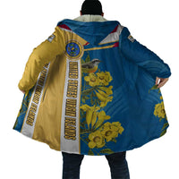 United States Virgin Islands Cloak with Blue Yellow Floral Design and Government Seal Bird - Wonder Print Shop