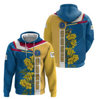 United States Virgin Islands Hoodie with Blue Yellow Floral Design and Government Seal Bird - Wonder Print Shop