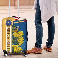 United States Virgin Islands Luggage Cover with Blue Yellow Floral Design and Government Seal Bird - Wonder Print Shop