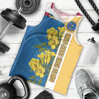 United States Virgin Islands Men Tank Top with Blue Yellow Floral Design and Government Seal Bird - Wonder Print Shop