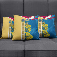 United States Virgin Islands Pillow Cover with Blue Yellow Floral Design and Government Seal Bird - Wonder Print Shop