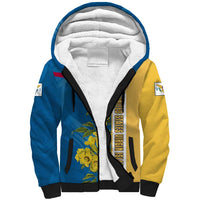 United States Virgin Islands Sherpa Hoodie with Blue Yellow Floral Design and Government Seal Bird - Wonder Print Shop