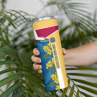 United States Virgin Islands Skinny Tumbler with Blue Yellow Floral Design and Government Seal Bird - Wonder Print Shop