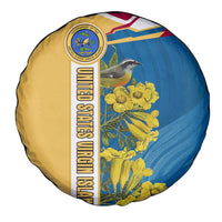 United States Virgin Islands Spare Tire Cover with Blue Yellow Floral Design and Government Seal Bird - Wonder Print Shop
