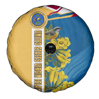 United States Virgin Islands Spare Tire Cover with Blue Yellow Floral Design and Government Seal Bird - Wonder Print Shop