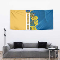 United States Virgin Islands Tapestry with Blue Yellow Floral Design and Government Seal Bird - Wonder Print Shop